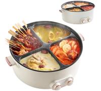Electric Pot 4 Compartment,Mandarin Duck Electric Chafing Dish Four-Grid,Multi-functional Household 6 Liters Capacity Hot Pot,Integrated Large Capacity Electrics Caldron