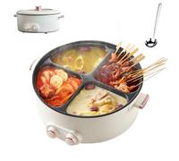 Electric Pots 4 Compartment, Multi-functional Household 6 Liters Capacity Hot Pot, Integrated Hot Pots Electric Caldron (White, 6L)
