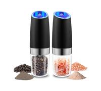 Electric Salt and Pepper Grinder Set,Gravity Electric Pepper Grinder Battery Operated Salt Grinder with LED Blue Light