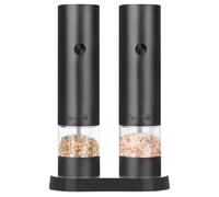 Electric Salt and Pepper Grinder Set, Rechargeable Mill Grinding with LED Light, 500mAh, ABS Material, Automatic Adjustable Coarseness Grinders for Salt, Pepper, and Chili in Kitchen BBQ, 10x7x19.5cm