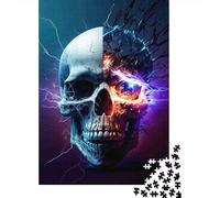 Electric Skull Rompecabezas para Adultos Dual Element 1000 Piezas Papel Reciclado para Adultos Rompecabezas para Adultos Juego Educativo Y Desafiante 52x38cm/1000pcs
