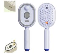 Electric Spray Air Cushion Comb for Women,3-in-1 Detangling Rechargeable Essential Oil Hair Steam Brush,Anti-Static Misting Hair Brushing Tool with Red Light for Dry Frizzy Hairs (Purple)