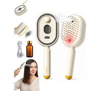 Electric Spray Air Cushion Comb for Women Electric Hair Brush Rechargeable Steam Hair Straightener with Spray Self-Cleaning Anti-Tangle Detangling Comb Massage Portable Home Spa Treatment(Beige-b)