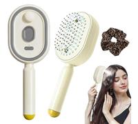 Electric Spray Air Cushion Comb for Women, Electric Spray Air Cushion Massage Comb, Portable Travel Hair Steamer, Self-Cleaning Anti-Tangle, Anti-Static for Frizzy Hair & Scalp Care (Yellow)