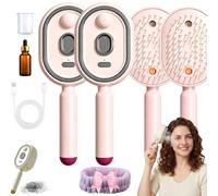 Electric Spray Air Cushion Comb for Women - Rechargeable Nano-Mist Hair Brush | Detangles, Anti-Frizz Dry Hair for a Silky, Static-Free Home Spa Experience (2,Rosa)