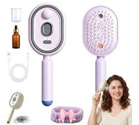 Electric Spray Air Cushion Comb for Women - Rechargeable Nano-Mist Hair Brush | Detangles, Anti-Frizz Dry Hair for a Silky, Static-Free Home Spa Experience (1,Morado)