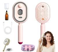 Electric Spray Air Cushion Comb for Women - Rechargeable Nano-Mist Hair Brush | Detangles, Anti-Frizz Dry Hair for a Silky, Static-Free Home Spa Experience (1,Rosa)