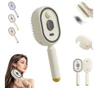 Electric Spray Air Cushion Massage Comb, 2026 Upgrade Rechargeable Electric Steam Brush for Hair, Enhanced Fog Coverage and Longer, for Reduce Frizz, Nourishes Hairs, Anti-Static (Beige)