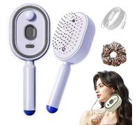 Electric Spray Air Cushion Massage Comb - 22cm Rechargeable Hair Brush Women with Water Spray, Red Light Steam Straighteners, Portable Cordless Tool for Smoothing Styling & Frizz Control (Purple)
