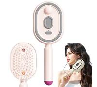 Electric Spray Air Cushion Massage Comb, 3-in-1 Rechargeable Mist Hair Brush with Self-Cleaning Design, Anti-Tangle Anti-Static Steam Hair Brush for Frizzy, Dry & Damaged Hair, Scalp Care (Pink)