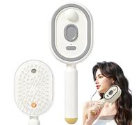 Electric Spray Air Cushion Massage Comb, 3-in-1 Rechargeable Mist Hair Brush with Self-Cleaning Design, Anti-Tangle Anti-Static Steam Hair Brush for Frizzy, Dry & Damaged Hair, Scalp Care (White)