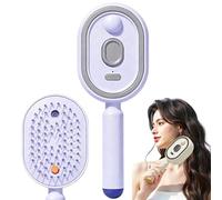 Electric Spray Air Cushion Massage Comb, 3-in-1 Rechargeable Mist Hair Brush with Self-Cleaning Design, Anti-Tangle Anti-Static Steam Hair Brush for Frizzy, Dry & Damaged Hair, Scalp Care (Purple)