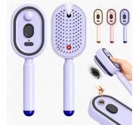 Electric Spray Air Cushion Massage Comb, 5-in-1 Self-Cleaning Hair Brush with Hydrating Mist, Scalp Massage & Detangling Comb, USB Rechargeable Cordless Hair Styling Brush for All Hair Types(Purple)