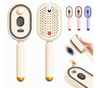 Electric Spray Air Cushion Massage Comb, 5-in-1 Self-Cleaning Hair Brush with Hydrating Mist, Scalp Massage & Detangling Comb, USB Rechargeable Cordless Hair Styling Brush for All Hair Types(Beige)