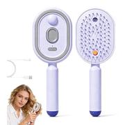 Electric Spray Air Cushion Massage Comb, Electric Steam Brush for Hair, Rechargeable Misting Detangling Hair Brush for Frizz Control, Scalp Massage,Thick Curly Hair (Purple)