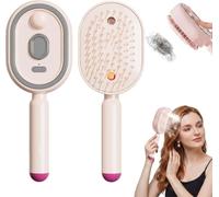 Electric Spray Air Cushion Massage Comb, Electric Steam Brush for Hair with Self Cleaning, Anti Tangle for Both Long/Short Hairs Cleaning Grooming Styling Detangling (Pink)