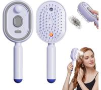 Electric Spray Air Cushion Massage Comb, Electric Steam Brush for Hair with Self Cleaning, Anti Tangle for Both Long/Short Hairs Cleaning Grooming Styling Detangling (Purple)