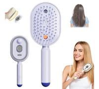 Electric Spray Air Cushion Massage Comb, Rechargeable Hair Straightener Brush with Water Spray, Cordless Detangling Hairbrush for Women, Anti-Static Styling Tool for Curly Hair (Purple)