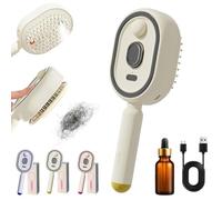 Electric Spray & Massage Hair Brush, Electric Spray Air Cushion Massage Comb, Self-Cleaning Anti-Tangle Steam Massage Comb, Anti-Frizz Hydrating Hair Brush for Dry Frizzy, Damaged Hair (White)