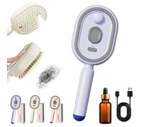 Electric Spray & Massage Hair Brush, Electric Spray Air Cushion Massage Comb, Self-Cleaning Anti-Tangle Steam Massage Comb, Anti-Frizz Hydrating Hair Brush for Dry Frizzy, Damaged Hair (Purple)
