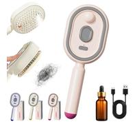 Electric Spray & Massage Hair Brush, Electric Spray Air Cushion Massage Comb, Self-Cleaning Anti-Tangle Steam Massage Comb, Anti-Frizz Hydrating Hair Brush for Dry Frizzy, Damaged Hair (Pink)