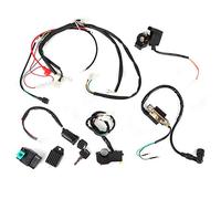 Electric Start Engine Wiring Harness Kit, Ignition Wire Handlebar Switch CDI Unit, Voltage Stabilizer Ignition Coil with Electromagnetic Relay, Replacement for 50cc
