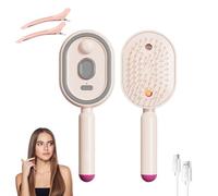 Electric Steam Brush for Hair, Anti-Frizz Nano Mist Hair Steamer & Straightener, Wet Dry Detangling Comb For Afro Thick Wavy Hairs, Portable Travel Size (B)