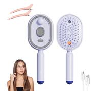 Electric Steam Brush for Hair, Anti-Frizz Nano Mist Hair Steamer & Straightener, Wet Dry Detangling Comb For Afro Thick Wavy Hairs, Portable Travel Size (C)