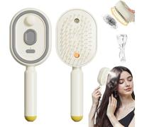 Electric Steam Brush for Hair, Rechargeable Spray Hair Brush with Water Spray, Detangling Misting Brush for Women, Anti-Static Hairbrush With Red Light Scalp Massage For Frizz Reduction (White)