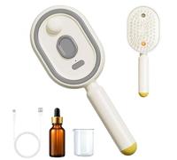 Electric Steam Brush,Rechargeable Steam Hair Straightener with Spray,2-in-1 Misting Brush Hair,Portable Cordless Tool for Smoothing Styling & Frizz Control,for Wavy Straight (Beige)