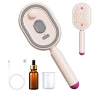 Electric Steam Brush,Rechargeable Steam Hair Straightener with Spray,2-in-1 Misting Brush Hair,Portable Cordless Tool for Smoothing Styling & Frizz Control,for Wavy Straight (Pink)