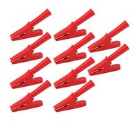 Electric Test Clip 10Pcs | 20A Rated Current 10mm Opening | Test Clamp for Electronics/Welding/Automotive | Brass Material PVC Insulation (Red)