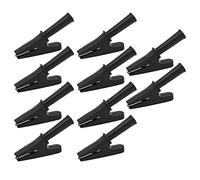 Electric Test Clip 10Pcs | 20A Rated Current 10mm Opening | Test Clamp for Electronics/Welding/Automotive | Brass Material PVC Insulation (Black)