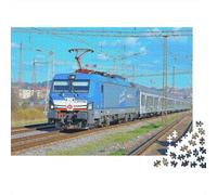Electric Train Journey 100% Recycled Cardboard Blue Electric Train 1000 Piece Jigsaws for Adults Unique Classic Educational Games 52x38cm/1000pcs