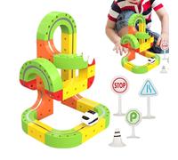 Electric Train Set - 3D Building Block Train, Magnetic Large Educational Toys, Click Rail Track Cube Toy | For Boys Girls Christmas Birthday Holiday Kids Classroom Preschool Home Nursery Playroom