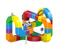 Electric Train Set Flexible Race Track,3D Embedded Layouts Train Track Set for Kids, Gravity-Defying Motorized Car & Rail Cube Building Toy, Christmas Birthday Gifts for Boys Girls (81pcs)