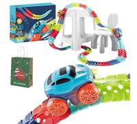 Electric Train Set Flexible Race Track, Anti Gravity Race Track with Car, Glow in The Dark Race Track Set, Luminous Tracks and Cars, Christmas Gifts Learning for Gift 3+ (92PCS)