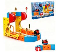 Electric Train Set Flexible Race Track, Electric Train Set 3D Magic Flexible Race Tracks for Kids, 3D Embedded Layouts Motorized Car for 3 4 5 6 7 8 Years Old Boys Girls (66pcs)