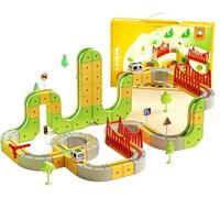 Electric Train Set Flexible Race Track for Kids 3 6 7 8, Building Toy Train Track Gravity-Defying 3D Embedded Layouts & Motorized Car, Stem Learning Gift (166Pcs)