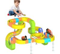 Electric Train Set Flexible Race Track for Kids 4 6 7 8, Car Track for Toddlers 3-5, Building Toy Train Track Gravity-Defying 3D Embedded Layouts & Motorized Car (167Pcs)