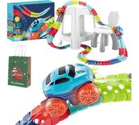 Electric Train Set Flexible Race Track,Luminous Tracks and Cars, Anti Gravity Race Track with Car, Glow in The Dark Race Track Set, Christmas Gifts Learning for Gift 3+ (138pcs)