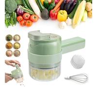 Electric Vegetable Chopper, 4 in 1 Handheld Choppers, Multifunctional Vegetable Cutter for Fruits, Vegetables and Meat (Wireless and Waterproof with Multiple Tools)
