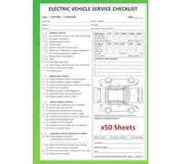 Electric Vehicle Service & Inspection Checklist and Job Invoice Book - A4 (50 Sheets)