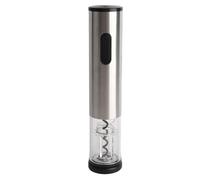 Electric Wine Opener Automatic Battery Operated Wine Bottle Opener with LED Light Stainless Steel and PC Material for Party Camping Silver Color 23.4 x 5 x 5cm