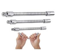 Electric Wrench Sleeve Universal Extension Rod Set, 1/4, 3/8, 1/2 Socket Wrenches Drive Head, Bendable Flexible Socket Extension Bar Shaft Set, for Car Repairs, Screw Removal Etc (3 Pcs)