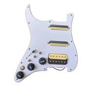 Eléctrica Golpeador Humbucker Juego De Golpeador SSH Cargado Para Zurdos Mini Pastillas Humbucker De Bobina Dividida Interruptor De Apagado Interruptor De Silencio Piezas De Guitarra(White)