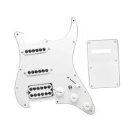Eléctrica Golpeador Humbucker Pastilla Golpeador De Guitarra Eléctrica SSH Color Blanco Y Negro Con Cableado De Un Solo Corte Protector De Púa De Guitarra De Doble Bobina Precableado Cargado(White)
