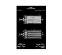 Electrical_Condenser_Nikola_Tesla_Patent_- Póster de pared en lienzo negro para decoración del hogar, escuela, oficina, sin marco, 40,6 x 61 cm