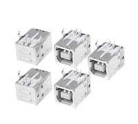 ElectricalCentre Sourcingmap USB Type-B Female Right Angle PCB Mount Jack Socket (Pack of 5)