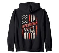 Electrician American Flag Pride 4th of July Independance Day Sudadera con Capucha